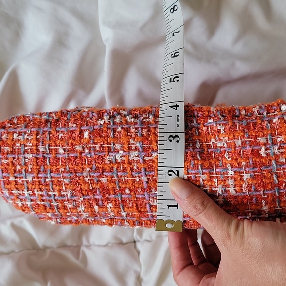 ANN TAYLOR Handbags Purse Tweed Frame Clutch Orange Spark - Picture 6 of 8